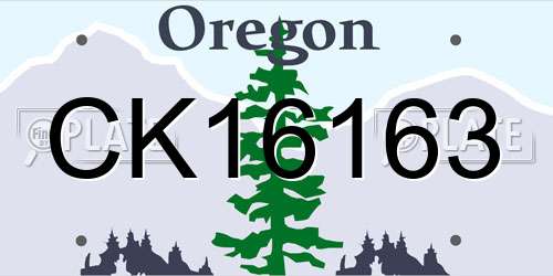 CK16163 Oregon License Plate