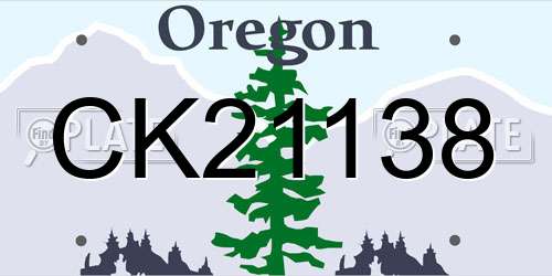 CK21138 Oregon License Plate