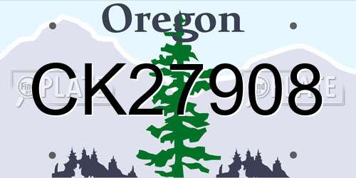 CK27908 Oregon License Plate