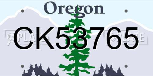 CK53765 Oregon License Plate