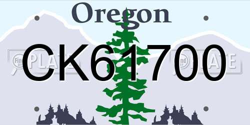 CK61700 Oregon License Plate