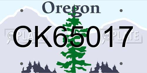 CK65017 Oregon License Plate