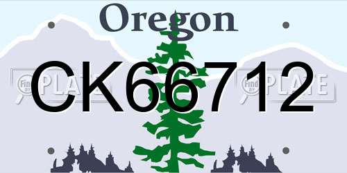 CK66712 Oregon License Plate