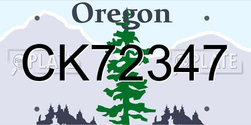 CK72347 Oregon License Plate