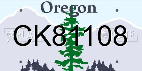 CK81108 Oregon License Plate
