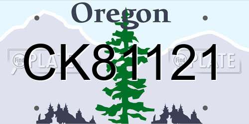 CK81121 Oregon License Plate