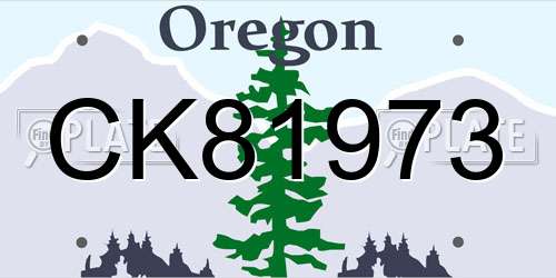 CK81973 Oregon License Plate