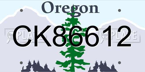 CK86612 Oregon License Plate