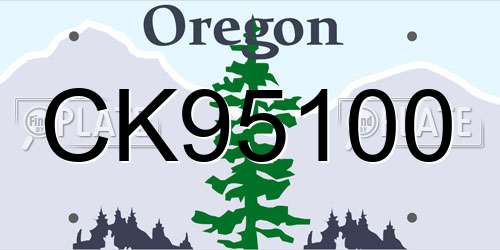 CK95100 Oregon License Plate