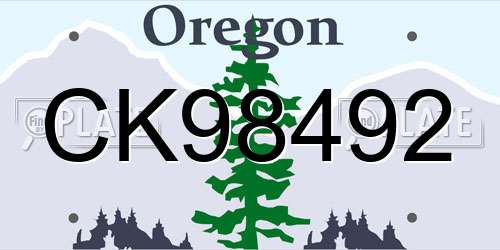 CK98492 Oregon License Plate