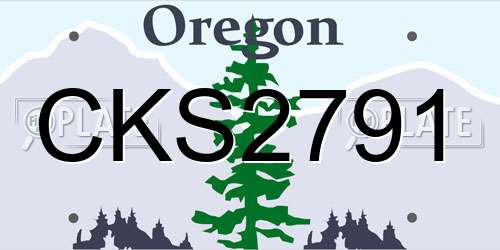 CKS2791 Oregon License Plate
