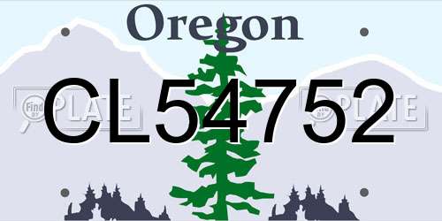 CL54752 Oregon License Plate