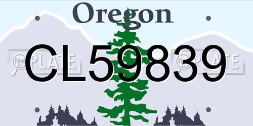 CL59839 Oregon License Plate