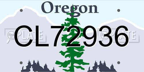CL72936 Oregon License Plate