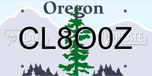 CL8O0Z Oregon License Plate