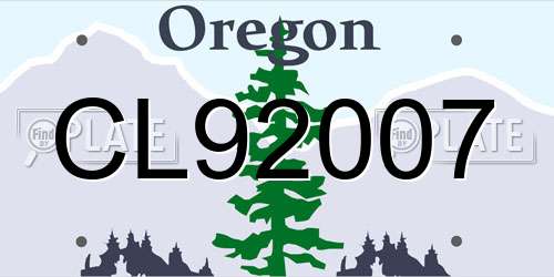 CL92007 Oregon License Plate