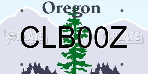 CLB00Z Oregon License Plate