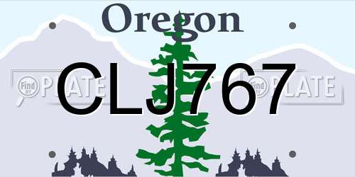 CLJ767 Oregon License Plate