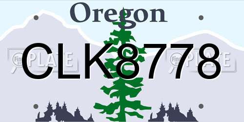 CLK8778 Oregon License Plate