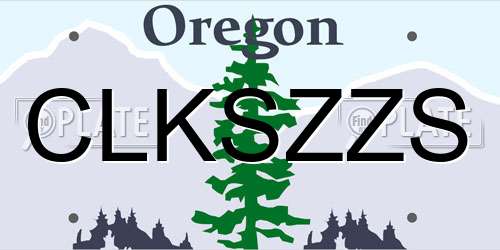 CLKSZZS Oregon License Plate