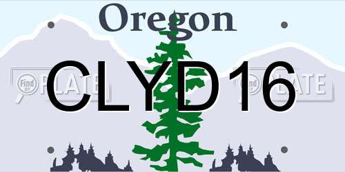 CLYD16 Oregon License Plate