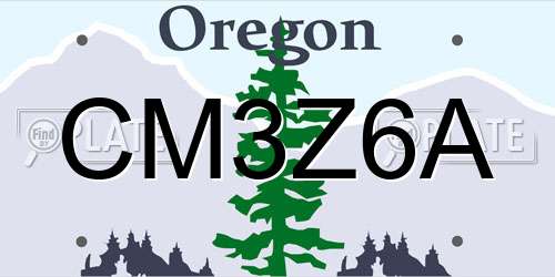 CM3Z6A Oregon License Plate