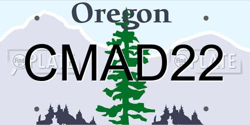CMAD22 Oregon License Plate