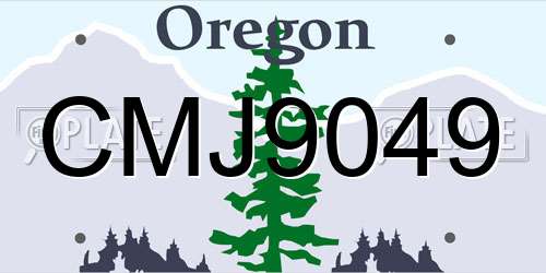 CMJ9049 Oregon License Plate