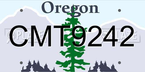 CMT9242 Oregon License Plate