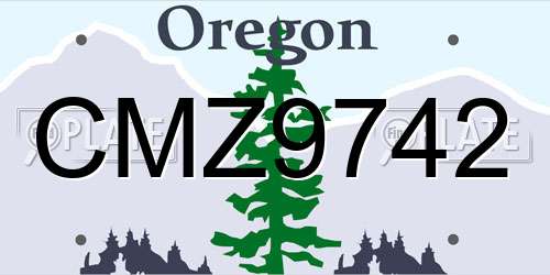 CMZ9742 Oregon License Plate