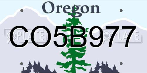 CO5B977 Oregon License Plate