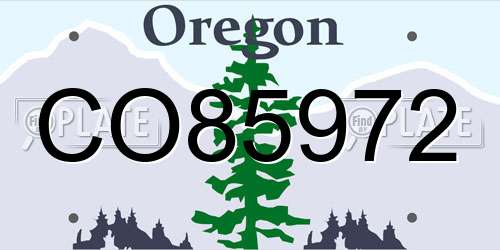 CO85972 Oregon License Plate