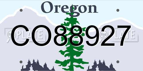 CO88927 Oregon License Plate