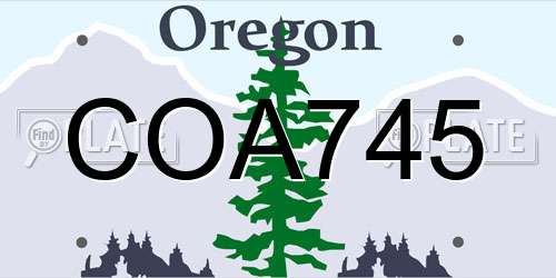 COA745 Oregon License Plate