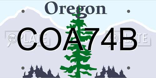 COA74B Oregon License Plate