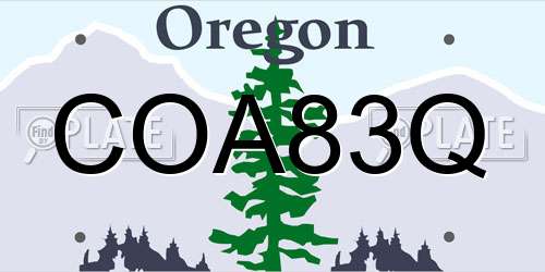 COA83Q Oregon License Plate
