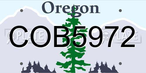 COB5972 Oregon License Plate