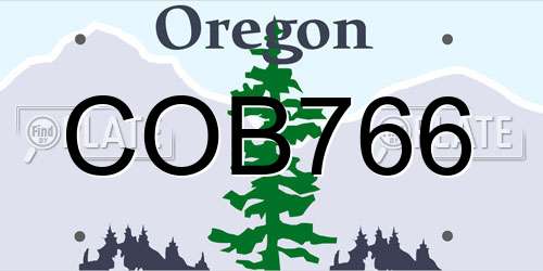 COB766 Oregon License Plate