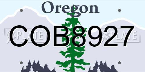 COB8927 Oregon License Plate