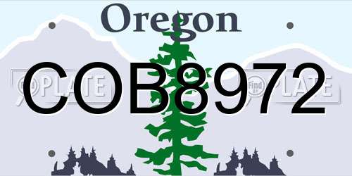 COB8972 Oregon License Plate