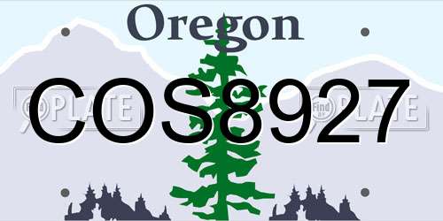 COS8927 Oregon License Plate