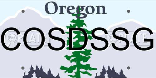 COSDSSG Oregon License Plate