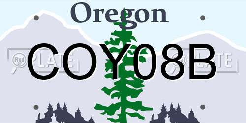 COY08B Oregon License Plate