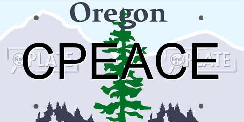 CPEACE Oregon License Plate