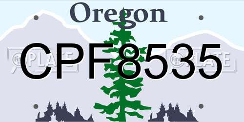CPF8535 Oregon License Plate