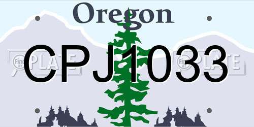 CPJ1033 Oregon License Plate