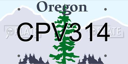 CPV314 Oregon License Plate