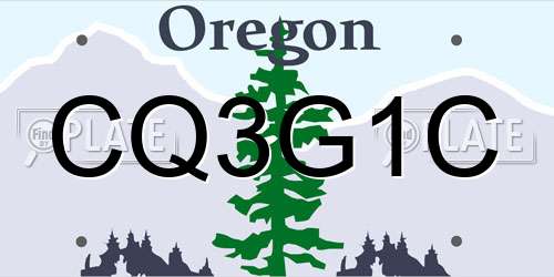 CQ3G1C Oregon License Plate