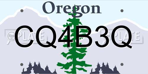 CQ4B3Q Oregon License Plate