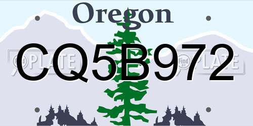 CQ5B972 Oregon License Plate